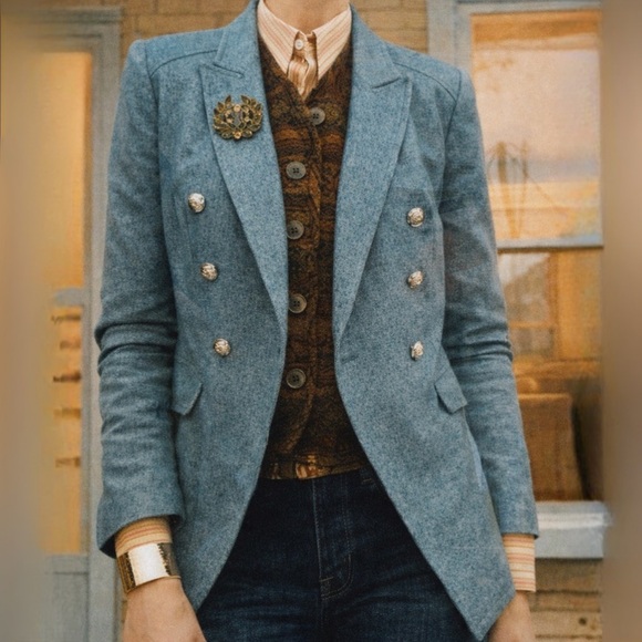 White House Black Market Jackets & Blazers - White House Black Market Blue Tweed Nautical Lined Blazer Size 2